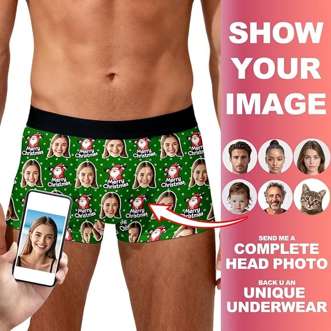 Weihnachtliche personalisierte Herren Boxershorts – 50% Rabatt