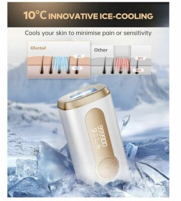 IPL-Gerät mit Gefrierfunktion: Schmerzfreie Haarentfernung und Hautpflege für Körper, Gesicht und Beine.