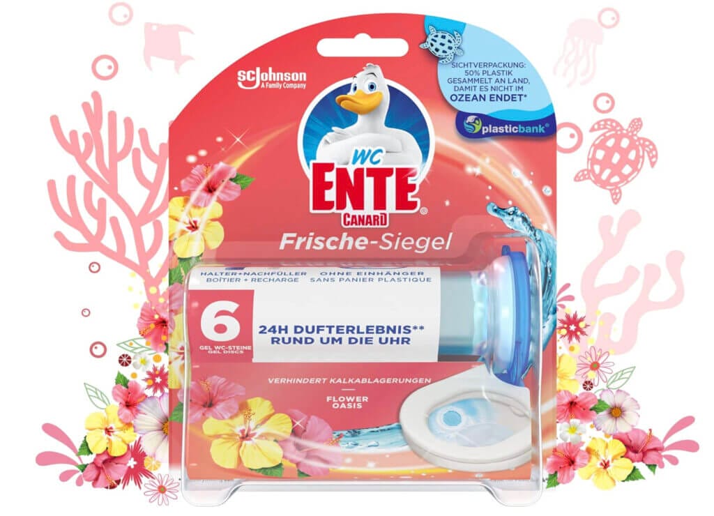 WC-Ente Frische-Siegel mit Blüten-Oase Duft (Starter Set) – 37% Rabatt