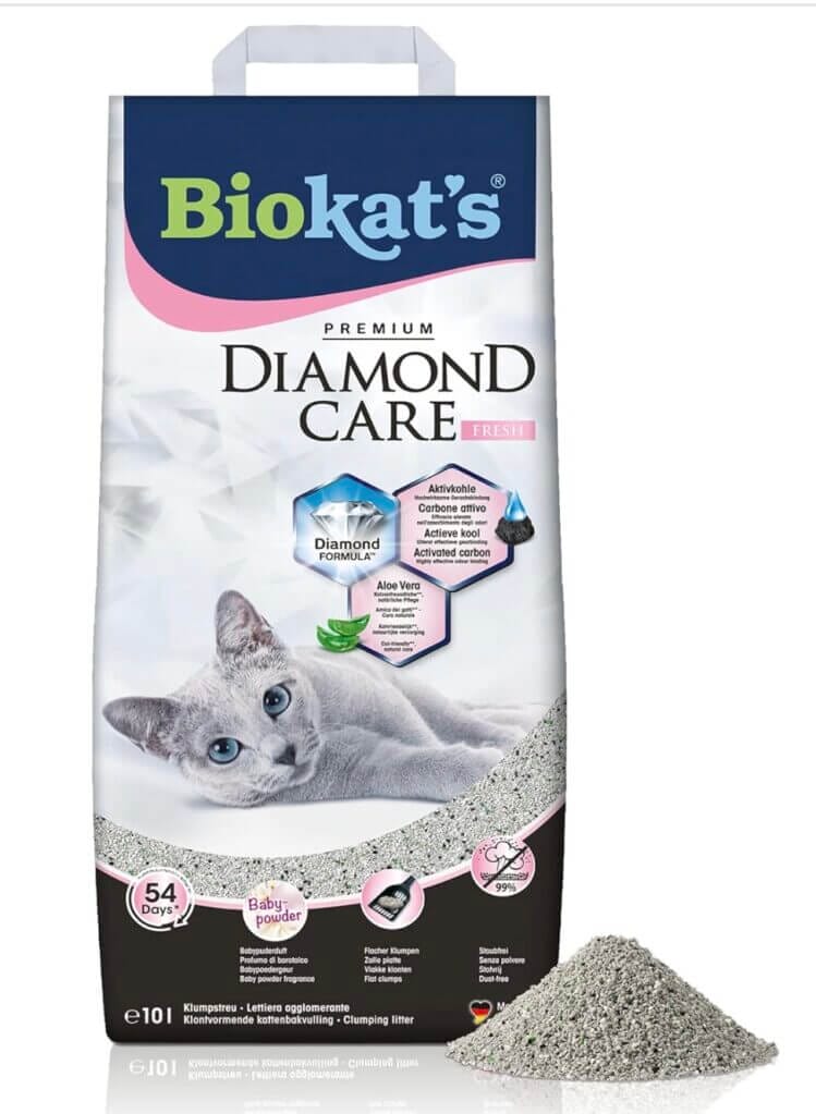 Katzenstreu von Biokat’s Diamond Care Fresh mit Babypuder-Duft – 41% Rabatt