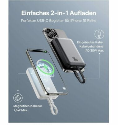 Baseus Magsafe Powerbank PD 30W: Zuverlässige, magnetische Aufladung für iPhone 12-15. Klein, aber leistungsstark!