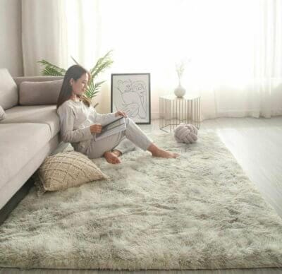 Home Hochflor Teppich: Moderner, weicher Shaggy Teppich in Beige für gemütliches Wohn- und Schlafzimmer.