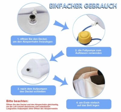 Tubiaz 2 x 120cm Rausfallschutz Bett Aufblasbares Reise Bettschutzgitter fuer Kinder1