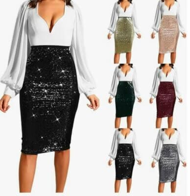 Damen Pailletten Rock - 50% Rabatt 3 Pailletten Rock