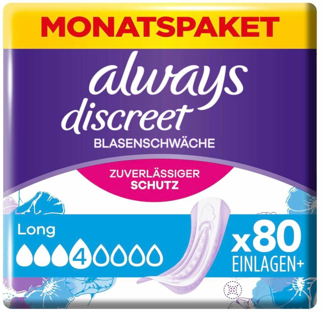 Always Discreet Inkontinenzeinlagen Long 80 Binden – 37% Rabatt