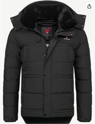 Winterjacke mit Steppdesign und abnehmbarem Kunstfellkragen.
