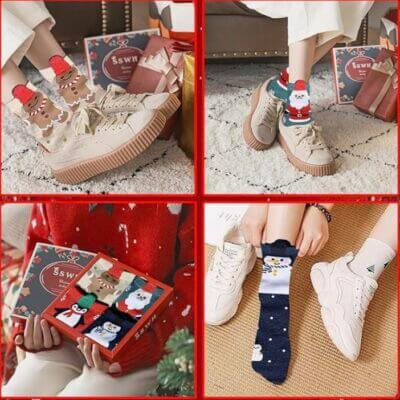 Fosoloni 4 Paar Weihnachtssocken - 50% Rabatt 4 wsocken