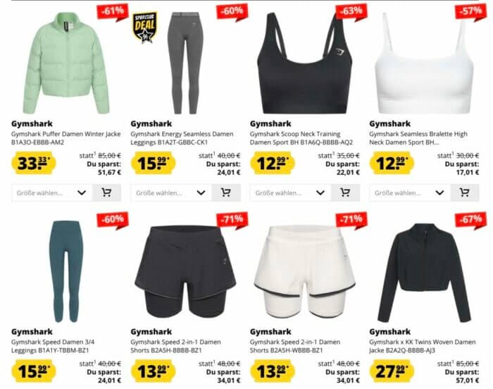 Gymshark bei SportSpar: Trendige Sportbekleidung bis zu 72% reduziert. Qualität trifft auf Erschwinglichkeit!