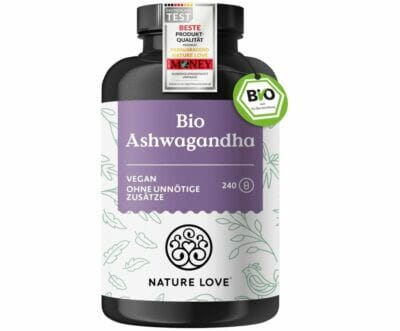 Hochwertiges Ashwagandha: 240 vegane Kapseln, Bio-Qualität, 1.950 mg Tagesdosis, laborgeprüft in Deutschland.