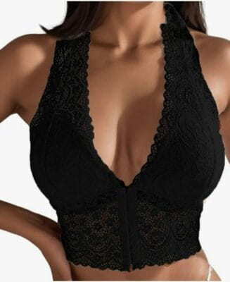 Dieser Damen Soft Spitzen BH ohne Bügel mit Vorderverschluss hat einen Push-Up-Effekt, der für ein attraktives Dekolleté sorgt, während die gepolsterte Ausführung für Tragekomfort sorgt. 