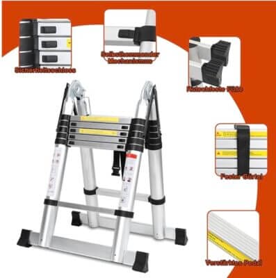 Daromigo Teleskopleiter Klappleiter 3.8M b