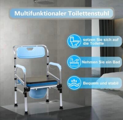 Eulenke Toilettenstuhl: Höhenverstellbar, sicher, bequem. Ideal für Senioren, bis 160kg. Mehr Unabhängigkeit im Alltag.