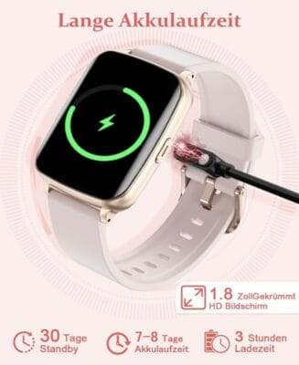 "Stilvolle Loyaa Fitnessuhr Damen Smartwatch: HD-Touchscreen, Wasserdicht, 100+ Sportmodi, Gesundheitsüberwachung.