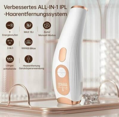 Entferne Haare dauerhaft mit dem 3-in-1 IPL-Gerät. Sicher, wirksam und bequem zu Hause verwenden.