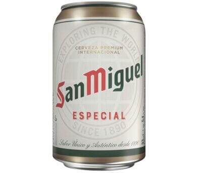 San Miguel Especial Bierpaket: 24 Dosen exquisites Bier mit reichhaltigen, fruchtigen Aromen. Ideal für Genießer.