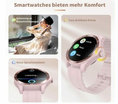 Moderne Smartwatch für Damen: Telefonfunktion, Alexa, Herzfrequenzmonitor. Perfekt für Aktive. Jetzt entdecken und profitieren!
