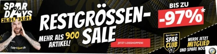 SportSpar Spar Days: Bis zu 96% Rabatt auf Markenartikel vom 26.01-31.01. Nicht verpassen!