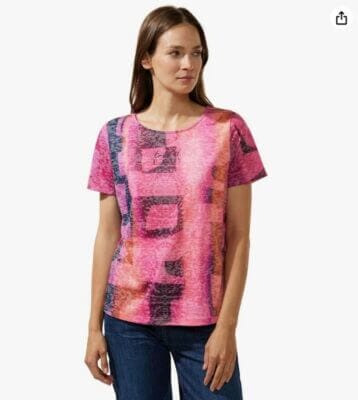 Street One Damen Kurzarmshirt: Bedruckt, Coral Blossom, vielseitig, sommerlich, perfekt für jeden Anlass. Stylish!