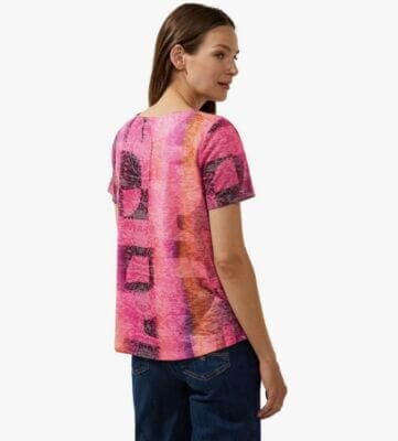 Street One Damen Kurzarmshirt: Bedruckt, Coral Blossom, vielseitig, sommerlich, perfekt für jeden Anlass. Stylish!