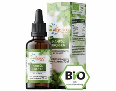 Vihado Natur Bio Hanföl: Hochdosiert, vegan, Omega 3. Ideal für Keto, 30 ml (1100 Tropfen)