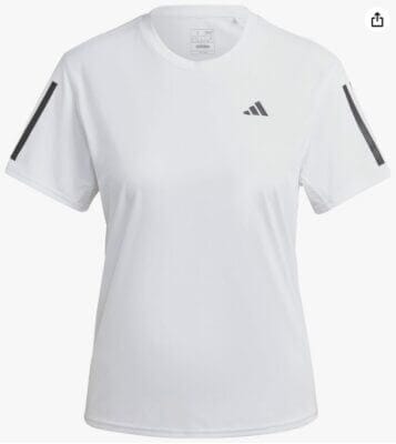 adidas Damen Laufshirt: Atmungsaktiv, weiß, 100% recycelter Polyester, stilvoll & umweltbewusst. Perfekt für Läuferinnen!