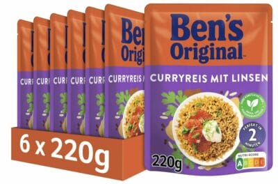 BEN’S ORIGINAL Express-Reis Curryreis mit Linsen 6 x 220 g