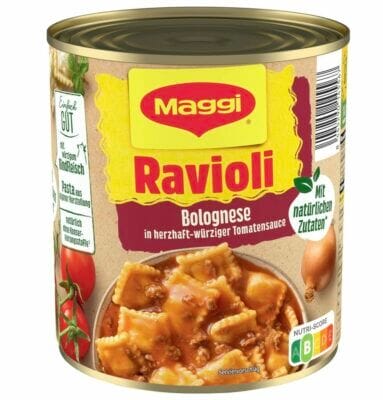 MAGGI Ravioli Bolognese Fertiggericht mit würzigem Fleisch in leckerer Tomatensauce 6 x 800 g