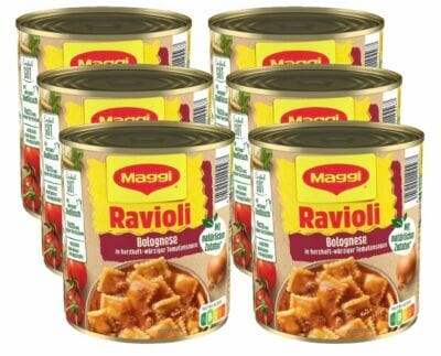 MAGGI Ravioli Bolognese Fertiggericht mit würzigem Fleisch in leckerer Tomatensauce 6 x 800 g