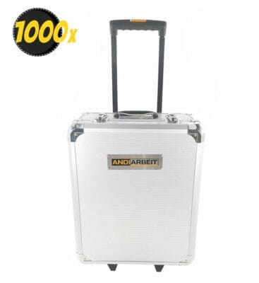 ANDIARBEIT® Werkzeugkoffer Trolley: 1000-tlg., Aluminium, ergonomisches Design, für alle Heimwerkerarbeiten. Bequem und übersichtlich.