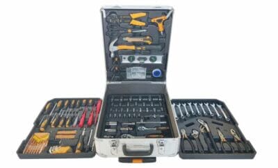 ANDIARBEIT® Werkzeugkoffer Trolley: 1000-tlg., silber, ergonomisch, für alle Heimwerkerarbeiten. Leicht transportierbar, umfassend ausgestattet.