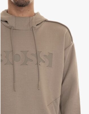 BOSS Green Selway Hoodie in Hellgrün: Relaxed Fit, Kapuze, seitliche Taschen. Stil trifft Komfort.