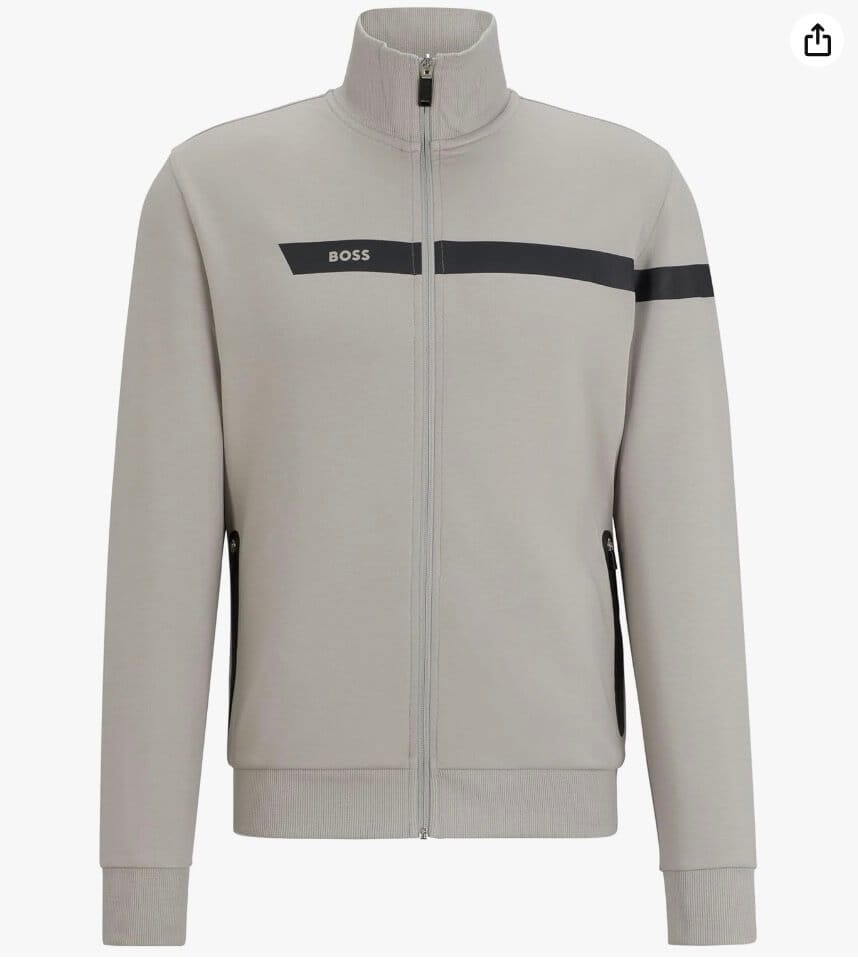 BOSS Herren Sweatjacke Open Grey – 56% Rabatt