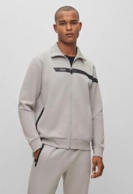 BOSS Herren Sweatjacke: Baumwoll-Mix, Reißverschluss, Tape-Details, Regular Fit. Stil & Komfort für jede Gelegenheit.