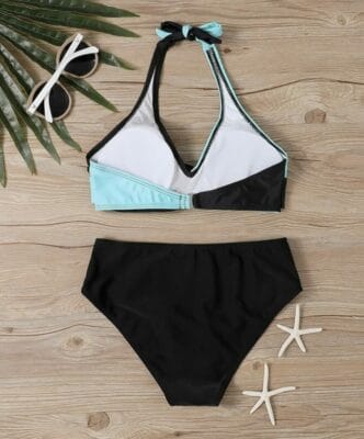 Stilvoller Bikini: V-Ausschnitt, Muster, Tummy Control. Perfekt für Poolpartys und Strandtage!