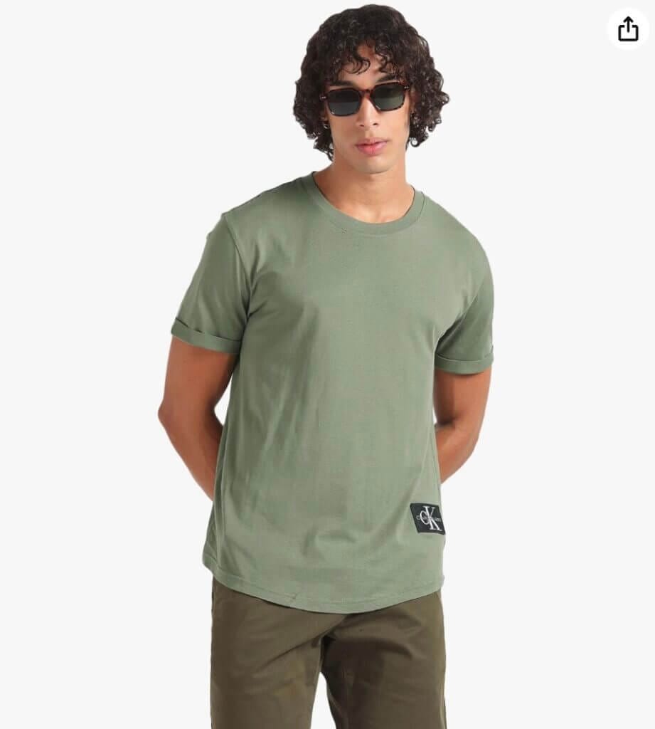 Calvin Klein Jeans Herren T-Shirt Dusty Olive – 44% Rabatt