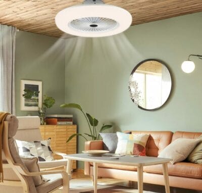 Modernes Deckenventilator mit Beleuchtung: Dimmbar, farbveränderbar, energieeffizient. Für Wohnzimmer und Schlafzimmer.