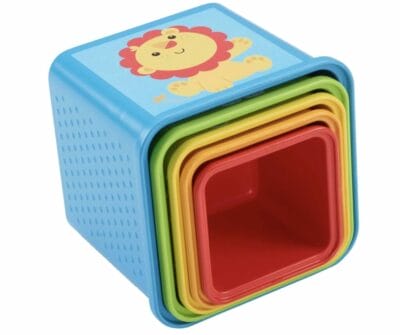 FISHER-PRICE Stack & Explore Blocks: Bunte Würfel zum Stapeln, Stecken und Entdecken für Babys ab 6 Monaten.