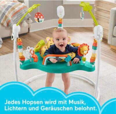 FISHER-PRICE Hüpf-Leopard Jumperoo: Interaktives Spielcenter für Babys, fördert Entwicklung und sorgt für Spaß.
