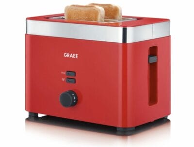 Graef TO63EU Toaster in Rot: Perfekter Toast, 6 Bräunungsstufen, Brötchenaufsatz, einfach zu reinigen. Starte genussvoll in den Tag.