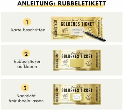 Personalisierbare Gutschein-Rubbelkarte: Ideal für Geburtstage, Reisen, Valentinstag. Inkl. goldenem Umschlag und Rubbelaufkleber. Einzigartiges Geschenk.