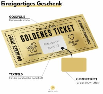 Personalisierbare Rubbelkarte als Gutschein: Ideal für Geburtstage, Kinobesuche & Reisen. Inkl. goldenem Umschlag, überraschend & einzigartig.