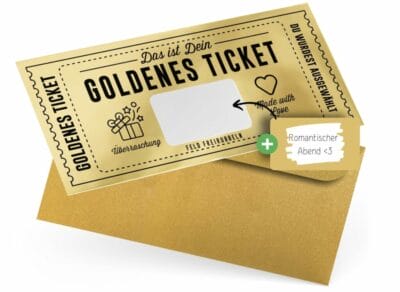 Personalisierbare Gutschein-Rubbelkarte: Ideal für Geburtstage, Kinogutscheine, Reisen. Mit goldenem Umschlag und exklusiver Folienveredelung.