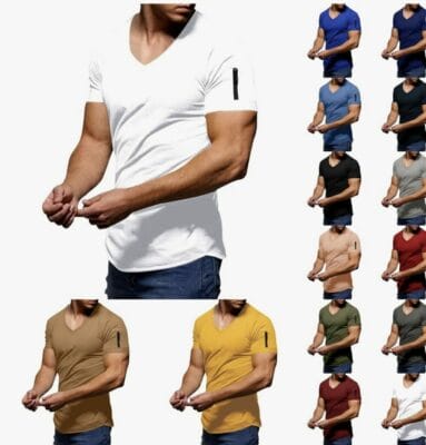 Stylisches Herren T-Shirt: V-Ausschnitt, Slim Fit, ideal für Sommer. Entdecke den modernen Look!