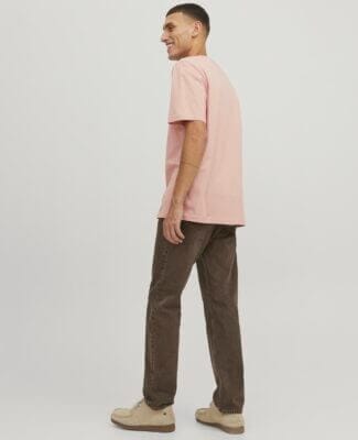 JACK & JONES T-Shirt, Misty Rose, Herren, Rundhals, gedrucktes Design, dänische Marke, modisch.