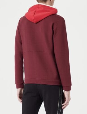 BOSS "Soody 1" Kapuzenpullover in Dark Pink Red: Sportlich, stilvoll, geometrisches Muster, Baumwollmix, für jeden Anlass.