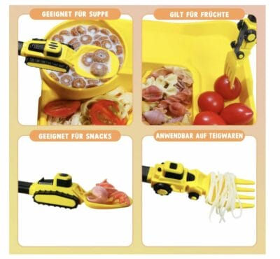 Lustiges Bagger-Design: Kinder Besteckset für sicheres und unterhaltsames Essen. Perfekt für kleine Abenteurer!