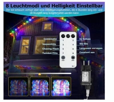 Herrselsam LED Lichterschlauch mit verschiedenen Leuchtmodi 