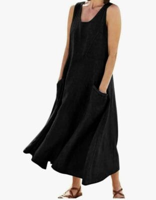 Stilvolles Ärmelloses Maxikleid aus Baumwoll-Leinen-Mix für Sommerkomfort und vielseitigen Chic!