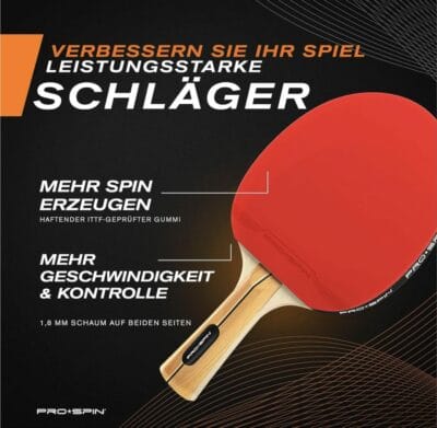 PRO-SPIN Tischtennisset für Profis und Hobby: Premium Schläger, 3-Sterne-Bälle, Tasche. Perfekt für drinnen & draußen.