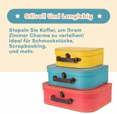 Jewelkeeper Pappkoffer Set: Farbenfrohe Aufbewahrung für Geschenke, Deko und mehr. Stilvoll, praktisch und vielseitig.